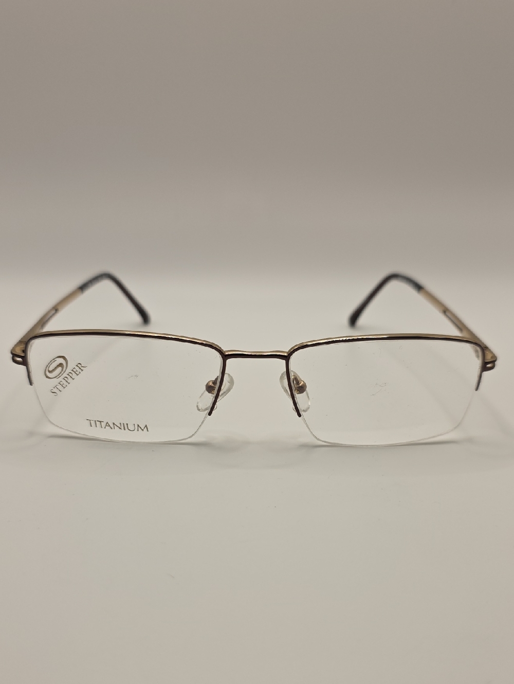 SteppersTitanium Non-Prescription Semi-Rimless Men's Eyeglasses - Brown
